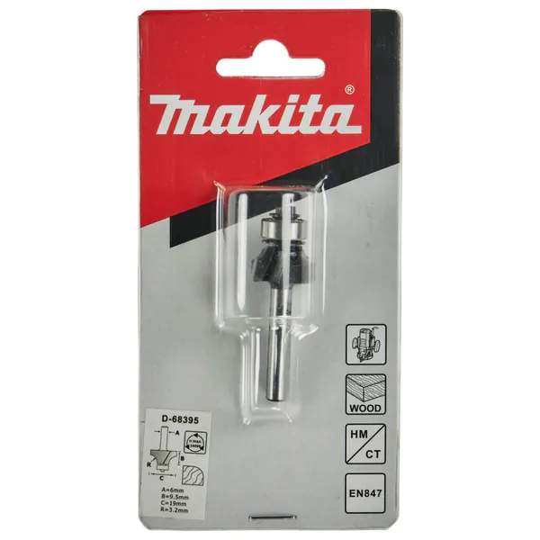 Фреза кромочная Makita калевочная Эконом внутр. радиус 3.2R 19х9,5х6х53х2Т D-68395