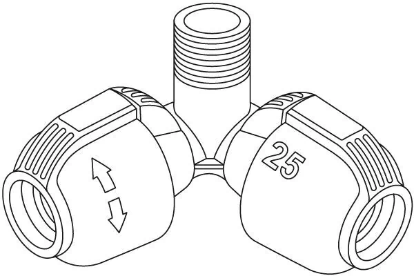 Соединитель Gardena L-образный 25мм x 3/4" наружная резьба 02783-20.000.00