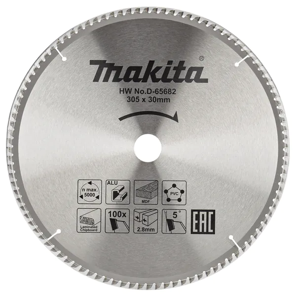 Диск пильный универсальный для алюминия/дерева/пластика Makita 305*30*2.8/2*100T D-65682