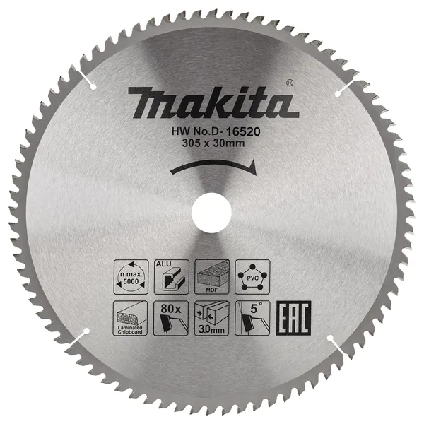 Диск пильный для алюминия Makita 305*30/15.88*3/2.2*80T D-16520