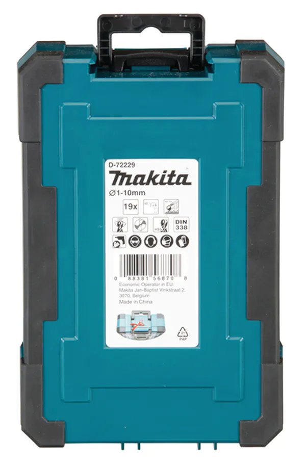 Набор сверл по металлу Makita HSS-TiN Economy 19шт (1-10 мм) D-72229