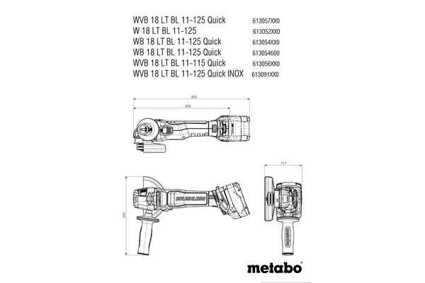 Аккумуляторная угловая шлифовальная машина Metabo WB 18 LT BL 11-125 Quick 613054840