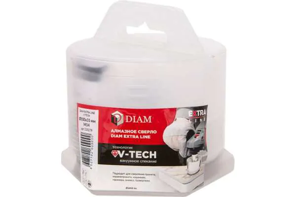 Коронка алмазная Diam Extra Line V-Tech 100*35*M14 (керамика, гранит, керамогранит, мрамор, оникс, травертин) 320279