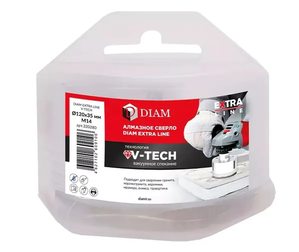 Коронка алмазная Diam Extra Line V-Tech 120*35*M14 (керамика, гранит, керамогранит, мрамор, оникс, травертин) 320280