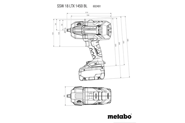 Аккумуляторный гайковерт Metabo SSW 18 LTX 1450 BL 602401840