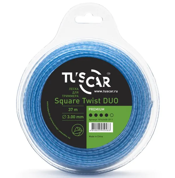 Леска Tuscar Square Twist DUO, Premium, 3.0mm*37m 10142430-37-1