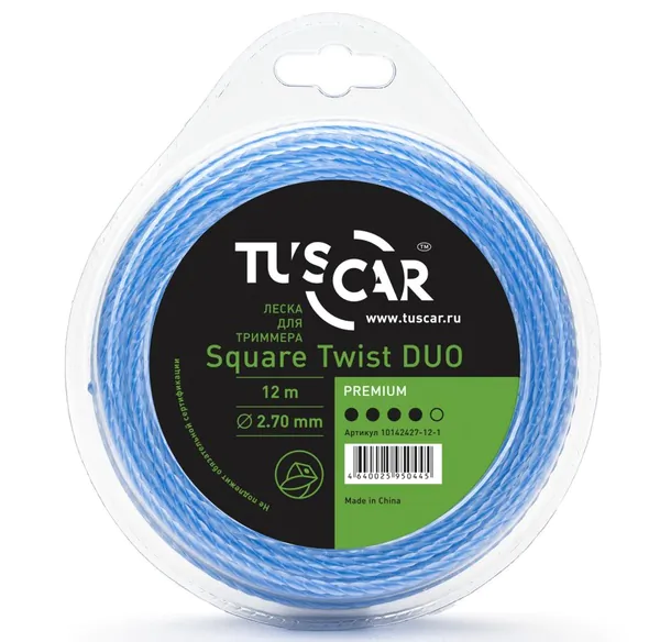 Леска TUSCAR Square Twist DUO, Premium, 2.7mm*12m 10142427-12-1