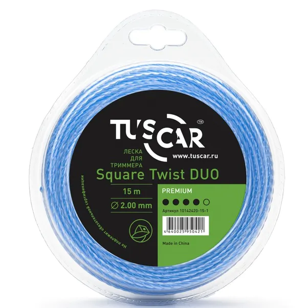 Леска TUSCAR Square Twist DUO, Premium, 2.0mm*15m 10142420-15-1