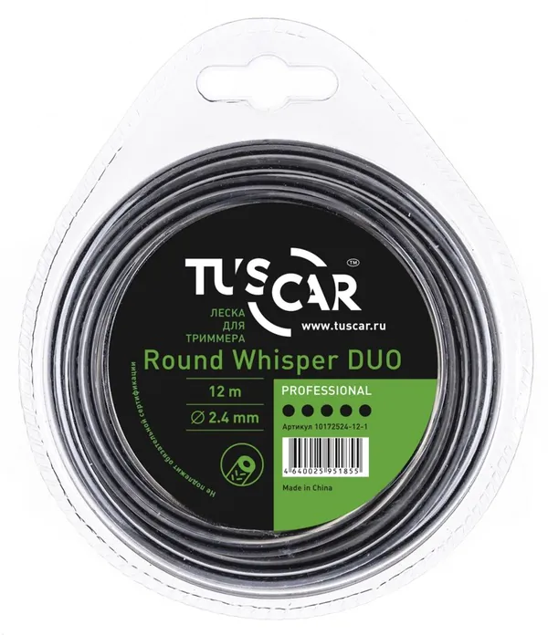 Леска TUSCAR Round Whisper DUO, Professional, 2.4mm*12m 10172524-12-1