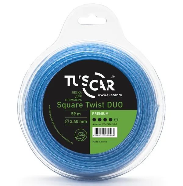 Леска TUSCAR Square Twist DUO, Premium, 2.4mm*59m 10142424-59-1