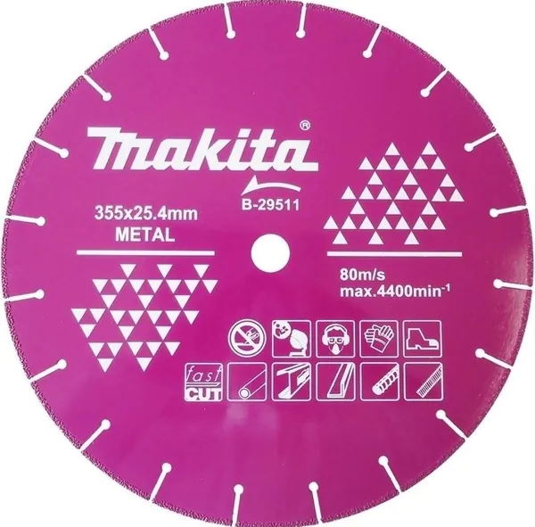 Диск алмазный по металлу Makita 355*25,4*3,5мм  быстрый рез  B-29511