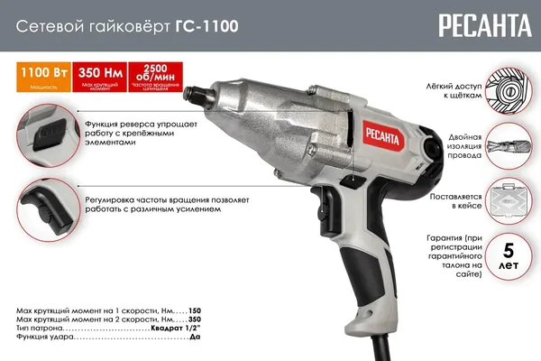 Гайковёрт Ресанта ГС-1100 75/24/1