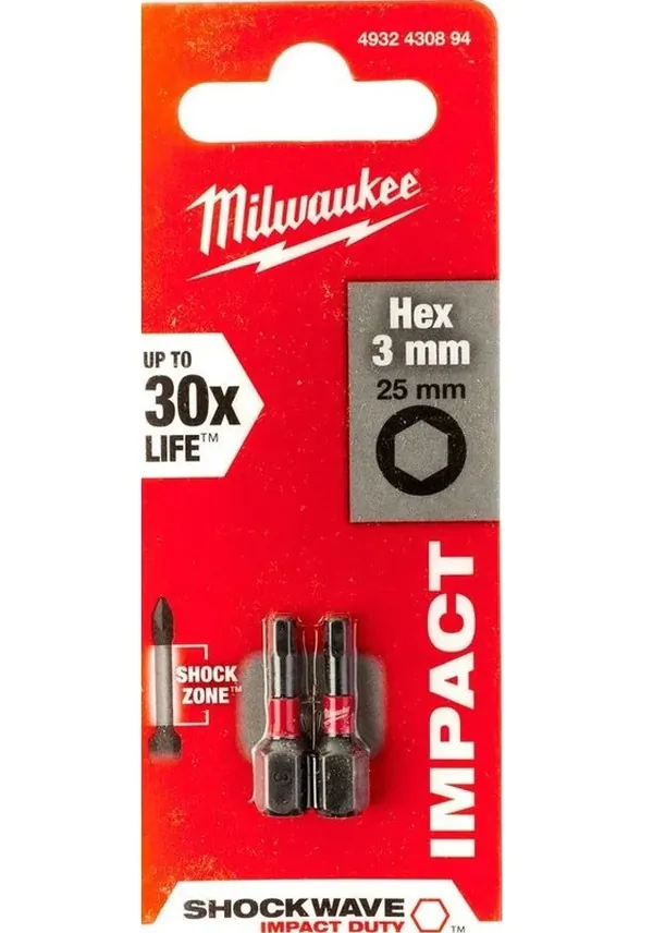 Насадка Milwaukee Shockwave Hex3 25мм 2шт 4932430894