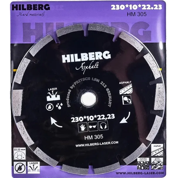 Диск алмазный Hilberg Laser Asphalt Segment 230*10*22.23мм HM305