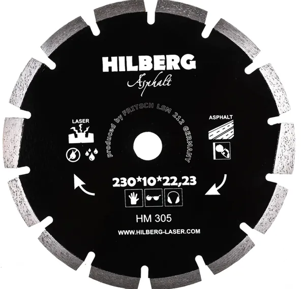 Диск алмазный Hilberg Laser Asphalt Segment 230*10*22.23мм HM305