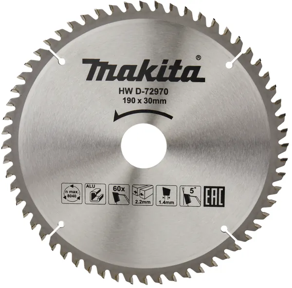 Диск пильный по алюминию Makita 190*30/20*2,2/1,4*60T D-72970