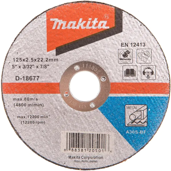 Круг отрезной по стали Makita 125*2,5*22,2мм D-18677