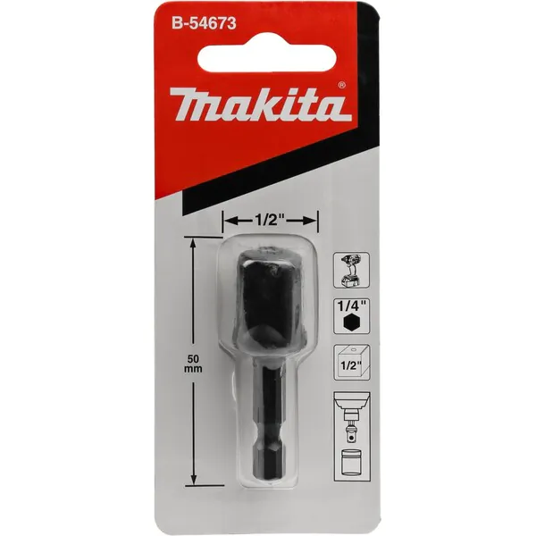 Адаптер Makita шестигранник 1/4" на квадрат 1/2" B-54673