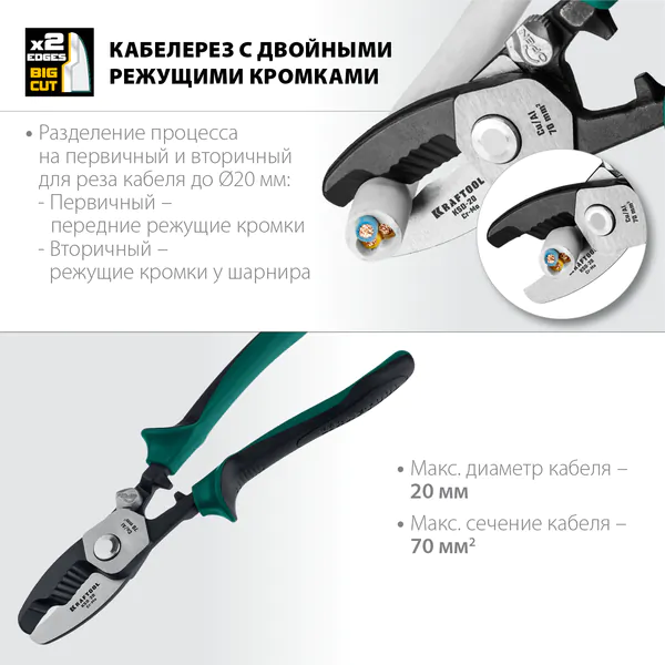 Кабелерез Kraftool Ksd-20 d=20мм 200мм 23332-20