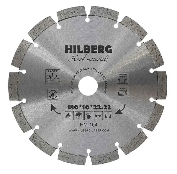 Диск алмазный по армированному бетону Hilberg 180*2,4*10*14*22,2мм HM104