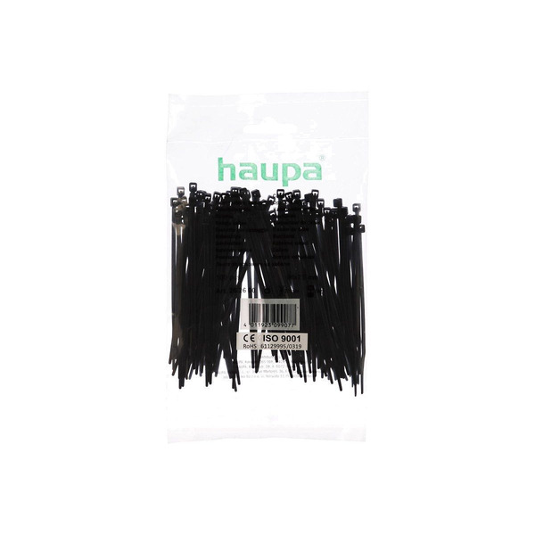 Стяжка кабельная Haupa цвет черный устойчивая к воздействию УФ-лучей 96x2,5мм 262600