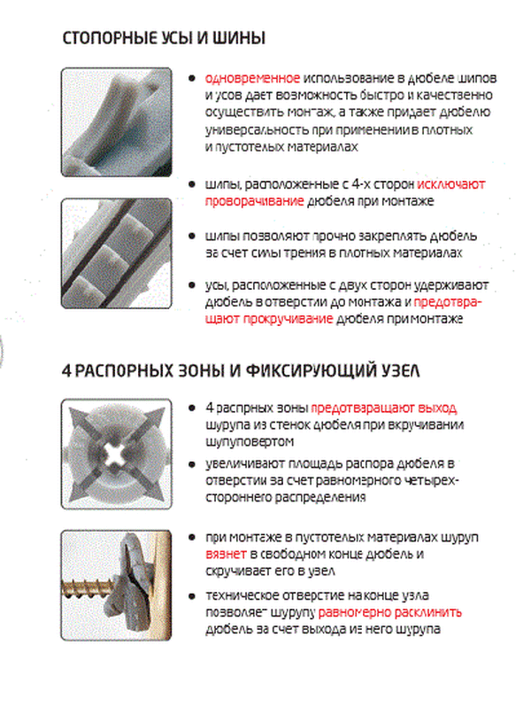 Дюбель распорный Чапай 8х80 шипы+усы (полипропилен) (9 шт) - пакет Tech-Krep 111131 упак 10