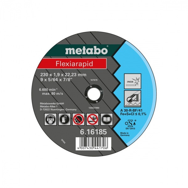 Круг отрезной по нержавеющей стали Metabo Flexrapid 230*1,9*22,2мм 616185000