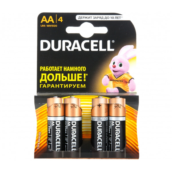 Батарейка Duracell LR6 4BL Basic 80/240 01-00006107 батарейка duracell basic аа lr6 4bl