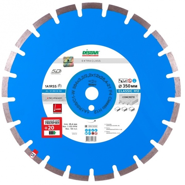 Диск алмазный DiStar Classic H12 1A1RSS/C1-W 354*3,2/2,2*12*25,4-21 F4 12185004160