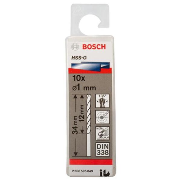Сверло по металлу Bosch Eco 10 HSS-G 1мм 2608595049