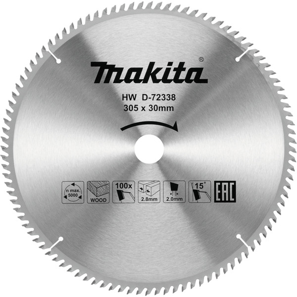 Пильный диск для дерева Makita 305*30*2.8/2*100T D-72338