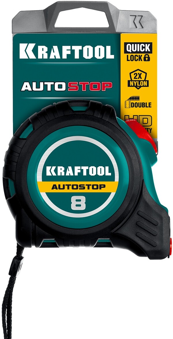 Рулетка Kraftool AutoStop 8м*25мм 3412-8-25