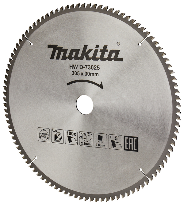 Диск пильный по алюминию Makita 305*30*2,8/2*100T D-73025