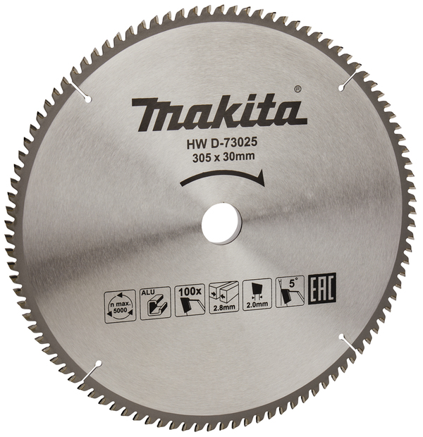 Диск пильный по алюминию Makita 305*30*2,8/2*100T D-73025