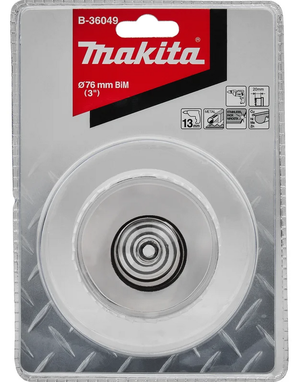 Коронка биметаллическая Makita 76*20мм (для листового металла) B-36049