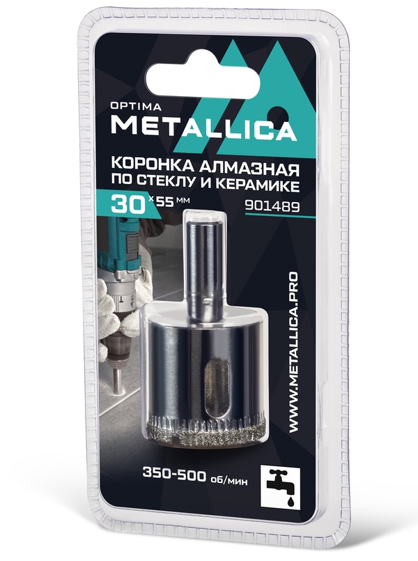 Коронка алмазная Metallica 30*55мм 1шт  по кафелю, стеклу  901489