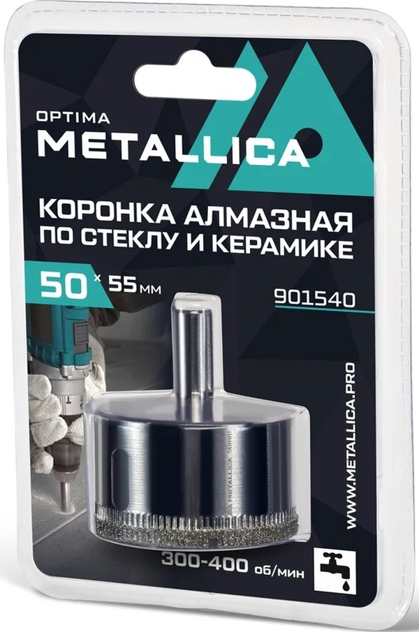 Коронка алмазная Metallica 50*55мм 1шт  по кафелю, стеклу  901540