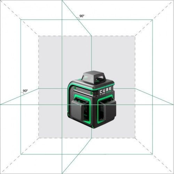 Нивелир лазерный ADA CUBE 3-360 GREEN Basic Edition+Штатив-штанга элевационный ADA SILVER PLUS в комплекте с треногой  3,6 м  А00679